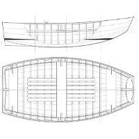 Drewniana łódź wiosłowa